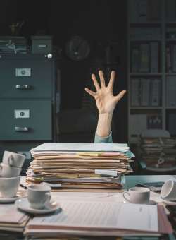 cluttered work desk